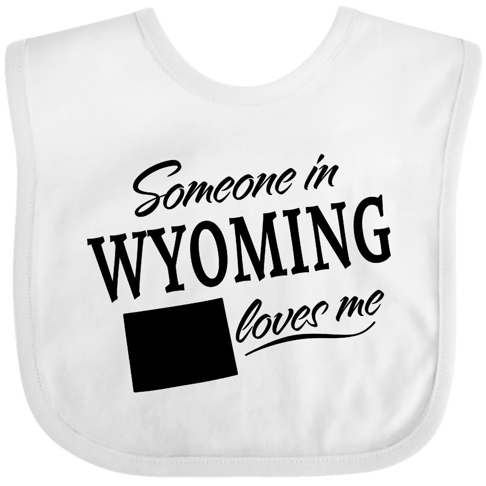 Inktastic Someone In Wyoming Loves Me Baby Bib State Home Grandparents Kids Love