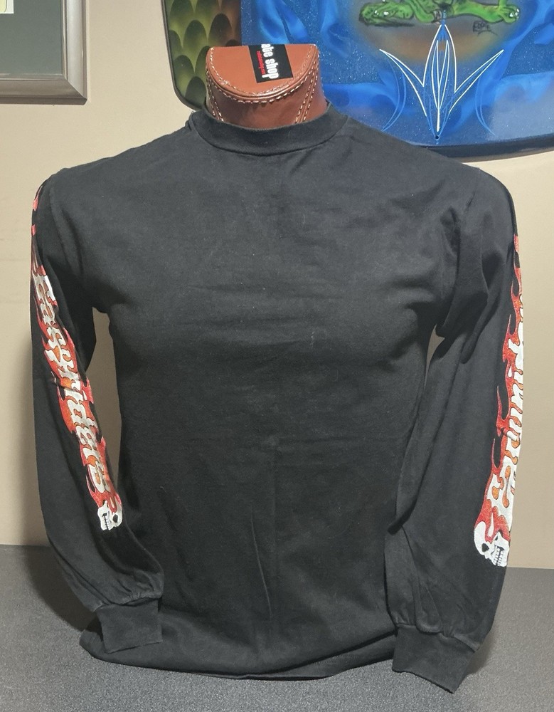 Vtg Y2K (?) Easyriders Flaming Skull long sleeve t-shirt Capitol Easyriders sz M