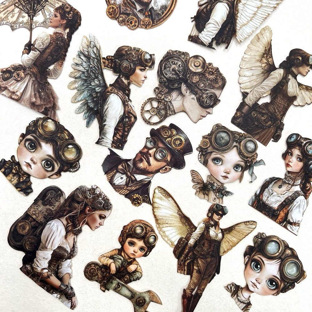Steampunk People Cardstock Stickers Scrapbooking Junk Journaling Collage