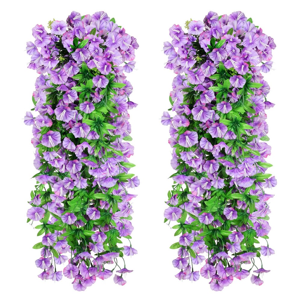 2PCS UV-Resistant Artificial Hanging Flowers Faux Plastic Greenery Decor