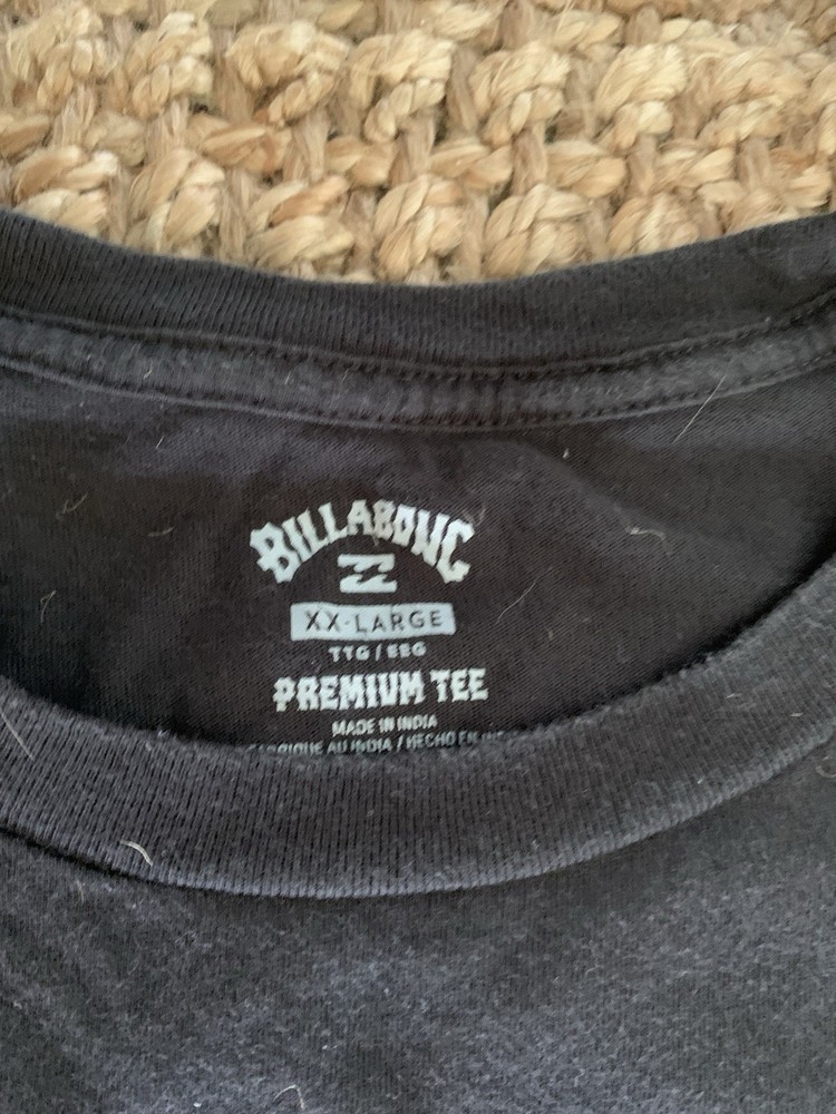 Billabong Premium Tee Men’s XL Black Graphic Logo Crew Neck Short Sleeve Tee