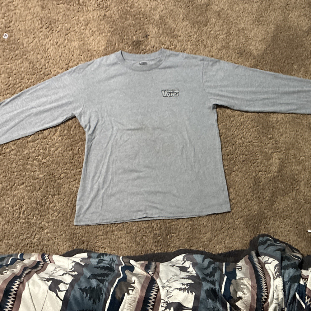 Vans Boys L (12-14) Gray Long Sleeve Dragon Graphic Crew Neck T-Shirt