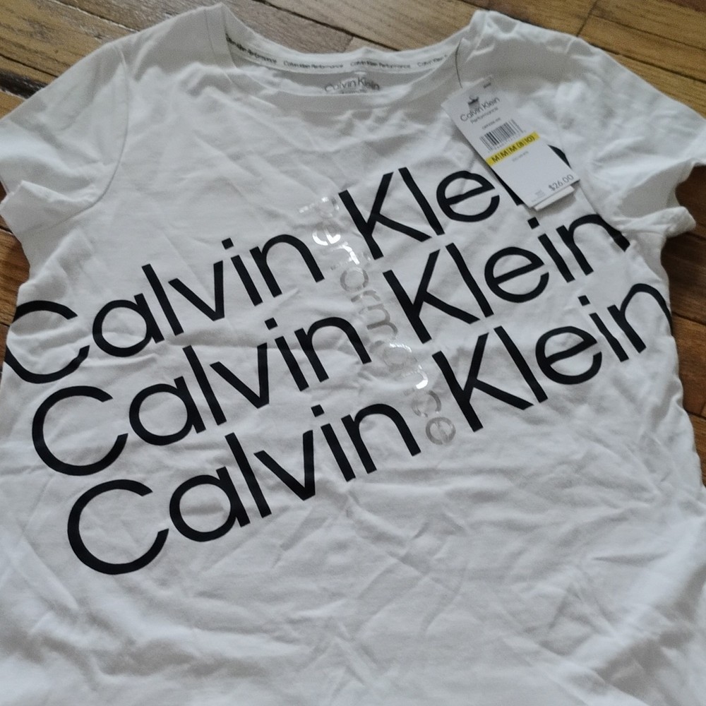 Calvin Klein Performance Women's Logo T-Shirt White Lightweight Crew Neck M