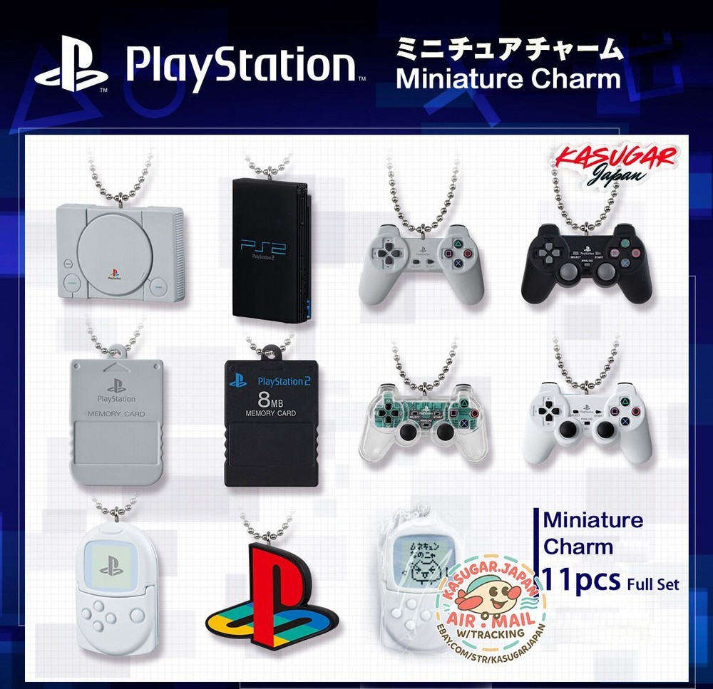Sony PlayStation Miniature Charm Keychain 11pcs Full Set Bandai fm Japan w/Track