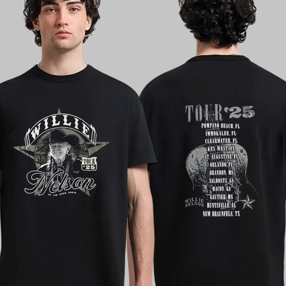 NEW! Willie Nelson T-Shirt 2025 Tour Country Outlaw Rock Concert1