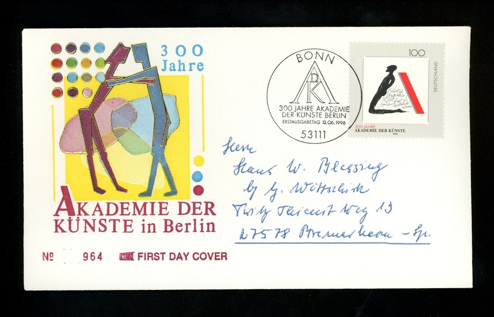 Postal History Germany FDC #1932 Academy of Arts education 1996-image