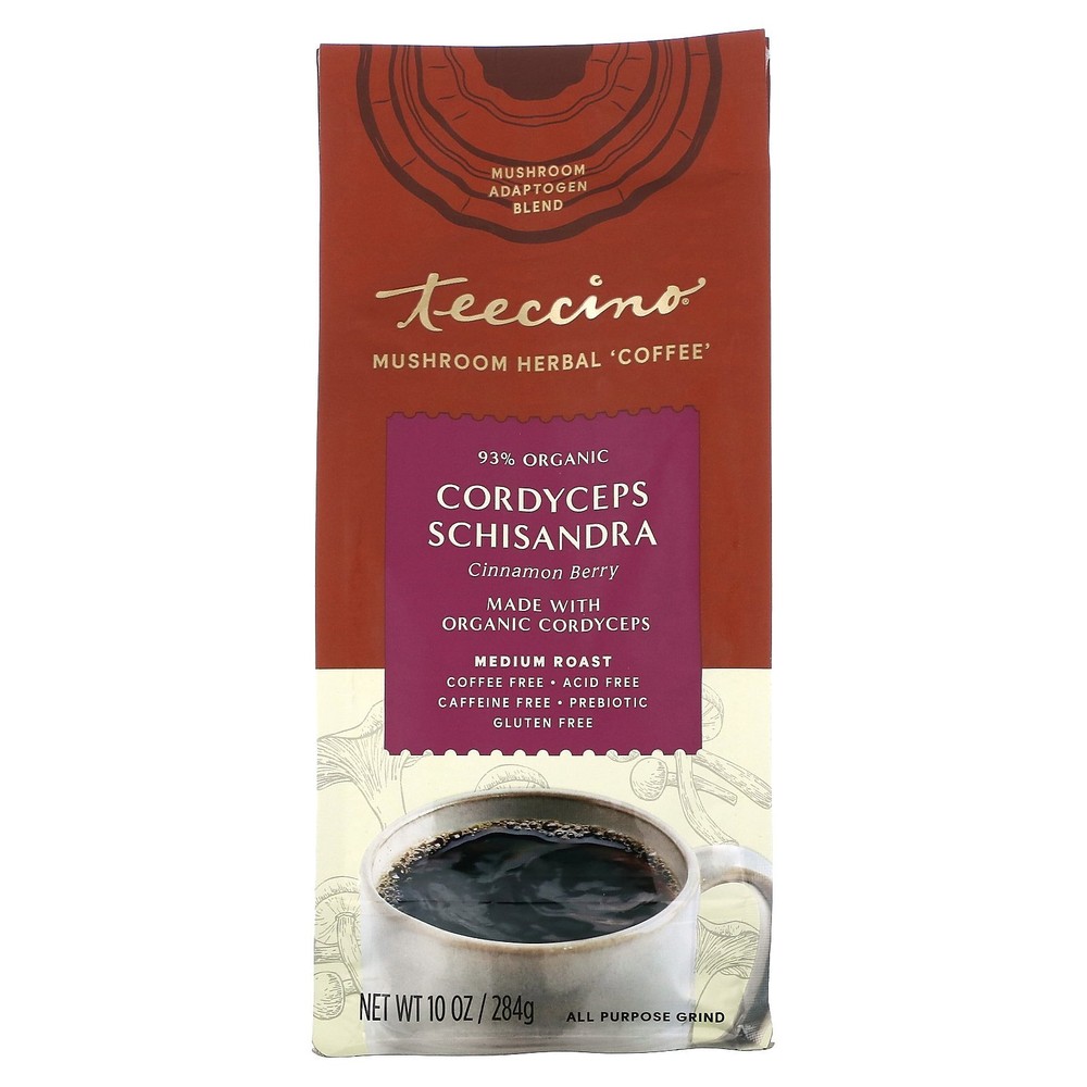 Mushroom Herbal Coffee, Cordyceps Schisandra, Cinnamon Berry, Medium Roast,