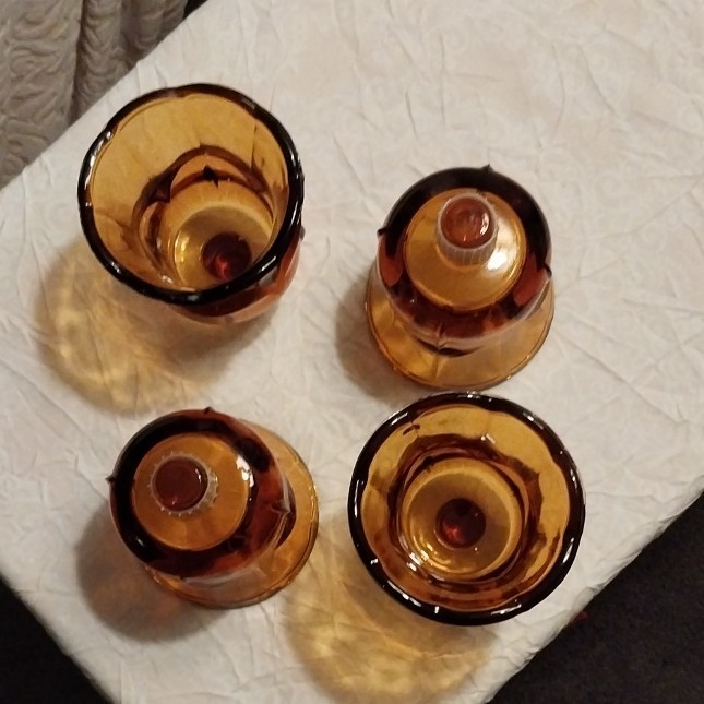 4 Vintage Tulip Amber Homco/Home Interior Peg Votive Candle Holder