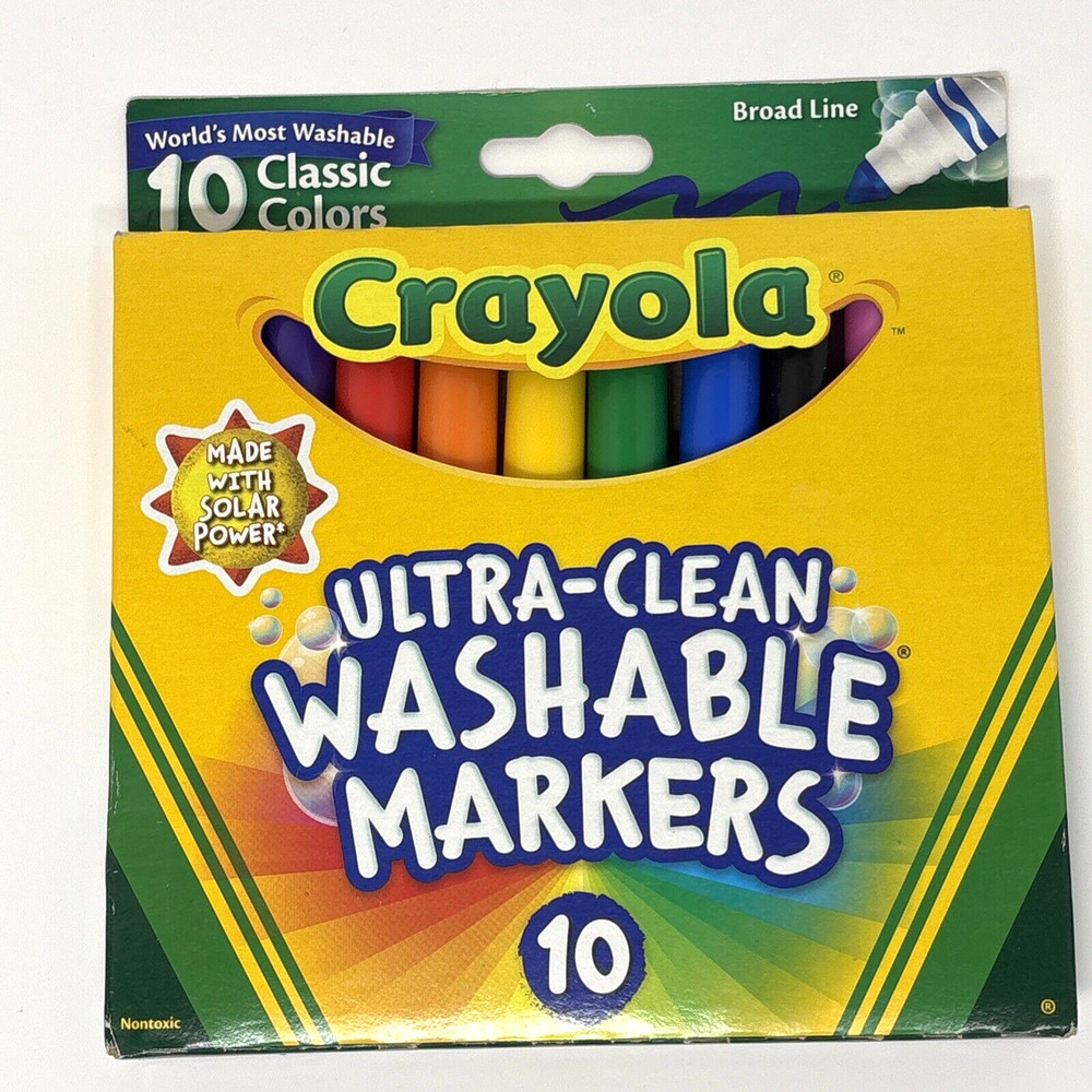 Crayola 10 Count Ultra-Clean Broad Line Washable Markers, Beginner Child