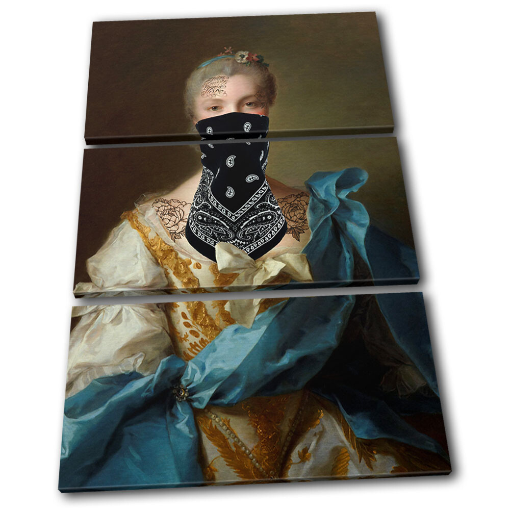 Gang Portrait Female Mask Vintage TREBLE CANVAS WALL ART Picture Print