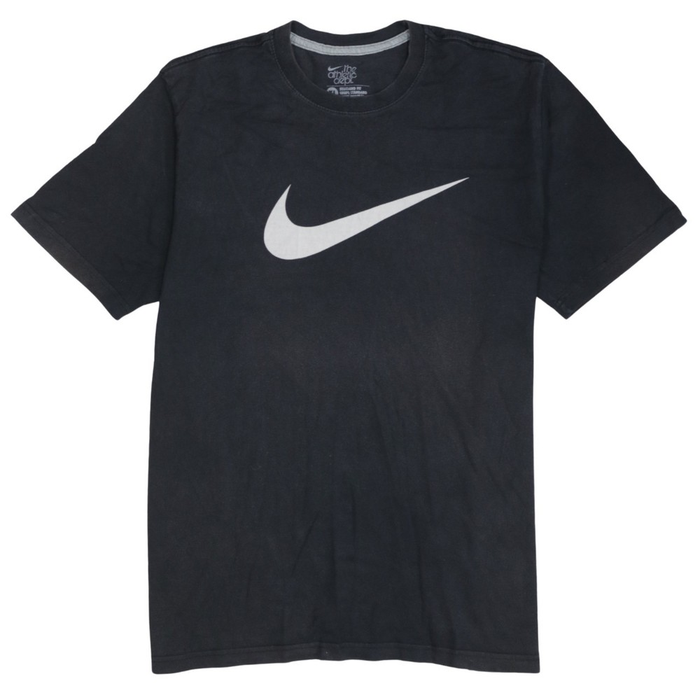 Nike Mens T Shirt Black Dri Fit Large Swoosh Logo Graphic Sports Top XL