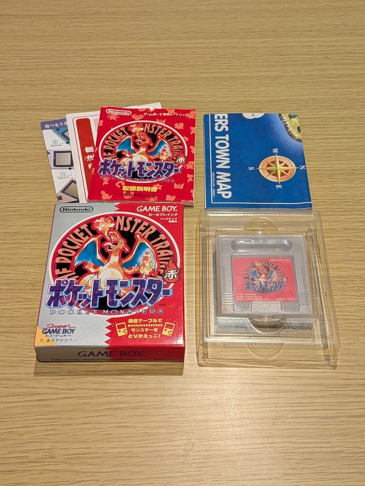 Pokemon Red Version Game Boy CIB Boxed Town Map Manual Japan Great Condition