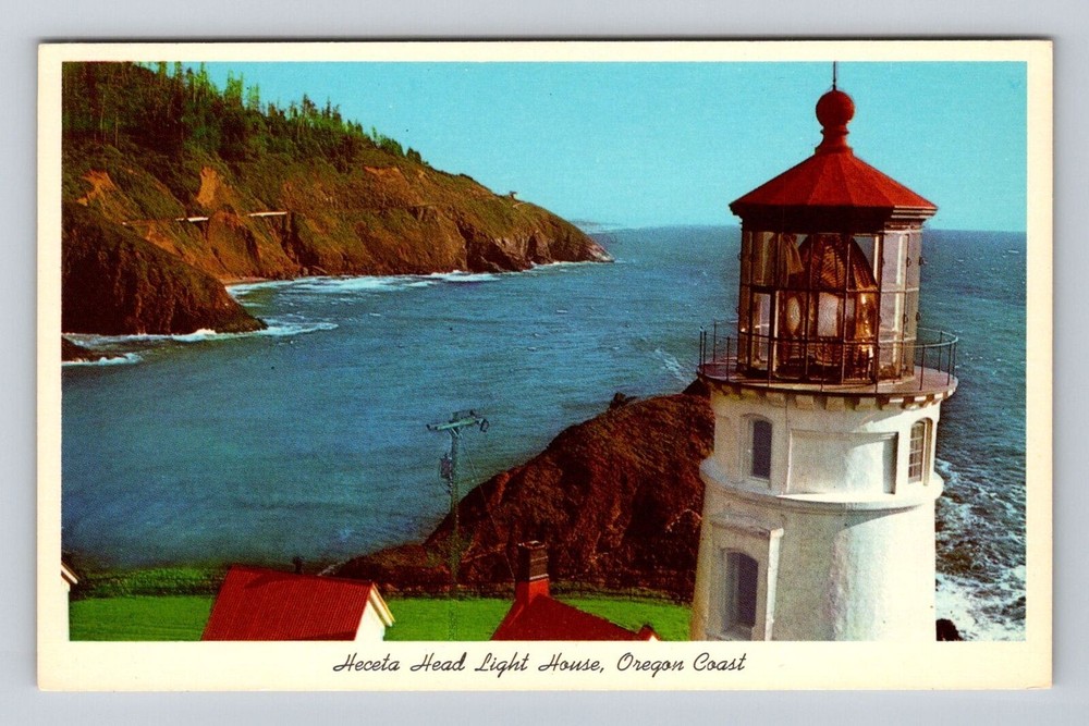 Florence OR-Oregon, Heceta Head Light House, Vintage Souvenir Postcard