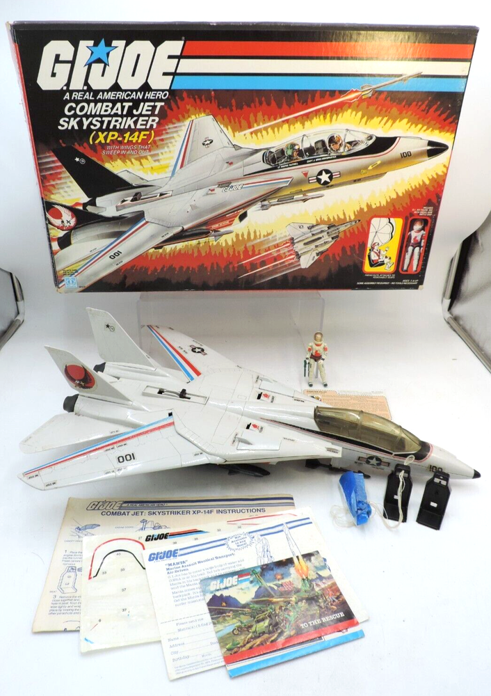 Vintage GI Joe ARAH Combat Jet Skystriker XP-14F in Box w Ace Pilot & Parachute-image