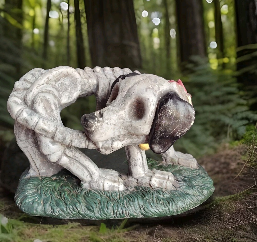 Rare Halloween Puppy Dog Skeleton Garden Statue Lawn Ornament 16