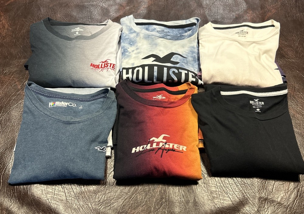 Hollister Mens Multicolor Long Sleeve & T-Shirt Size Medium & Large Lot Of 6