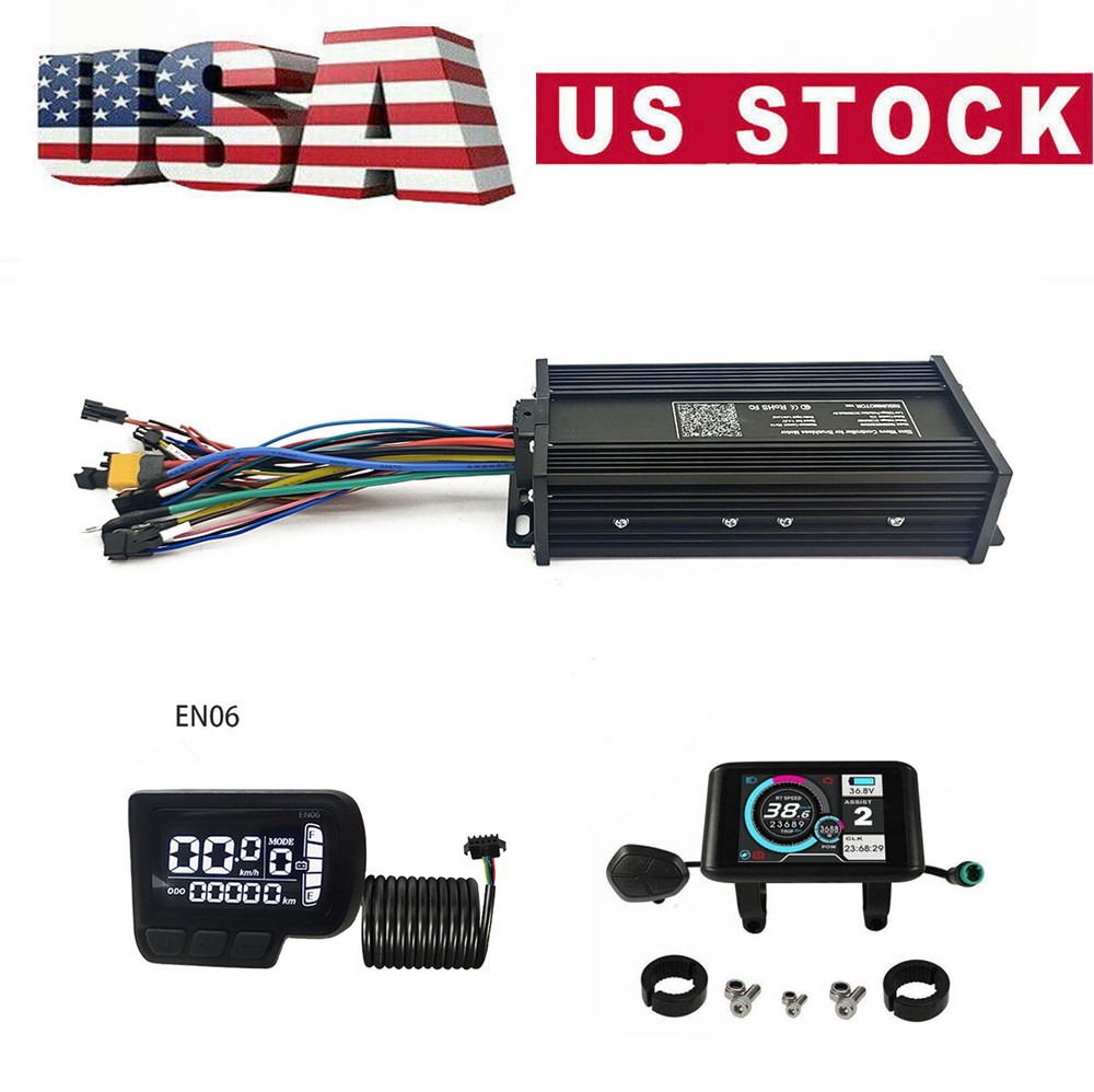 E-Bike 36V 48V 52V 1500W 35A Sine Wave Controller+EN06/UKC1 Colorful Display US