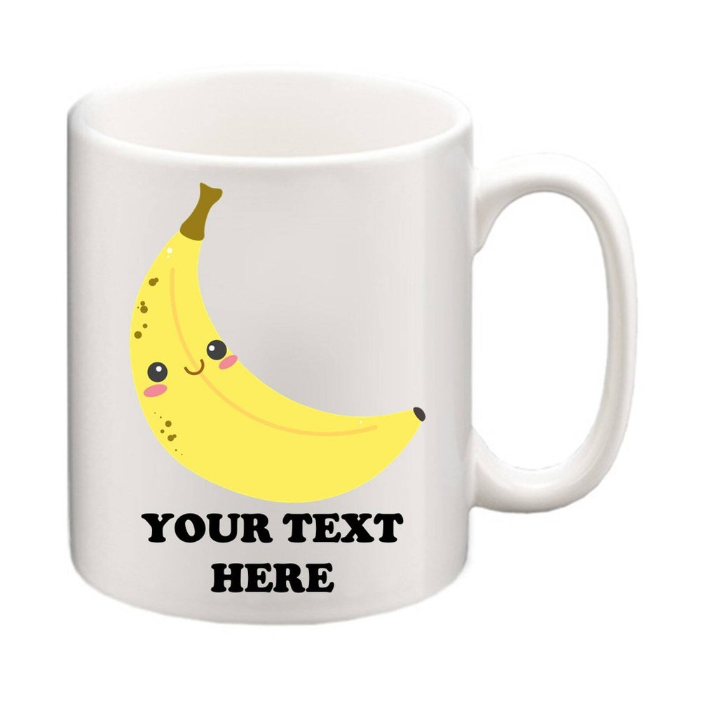 Personalised Cute Banana Kawaii Fruit Mug And Coaster Add Your Name!