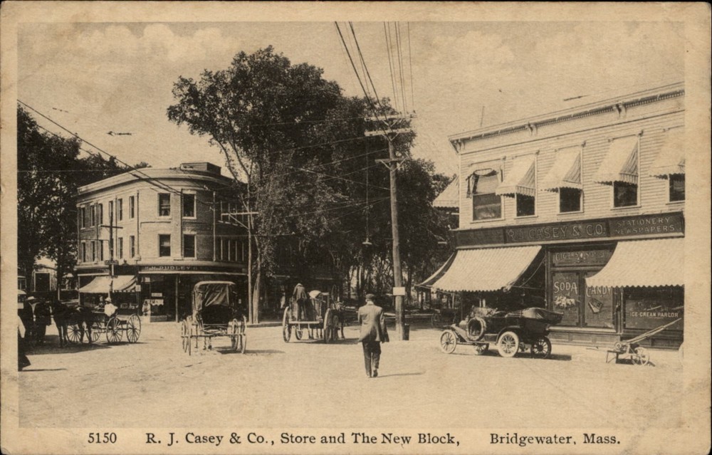 RJ Casey Store Bridgewater MA soda candy ice cream parlor vintage postcard b353