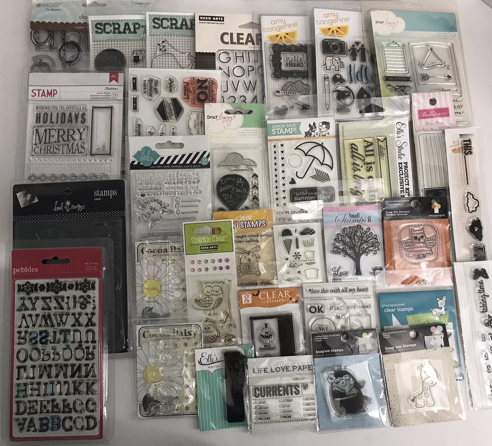 Scrapbook Planner Stamp Lot Of 32 Stamp Sets Various Brands (C)