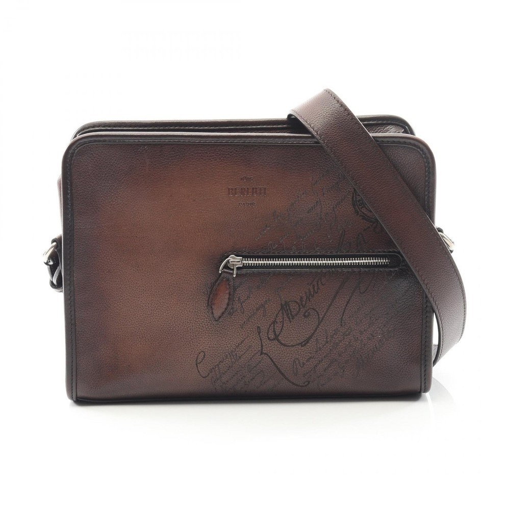 Berluti JOURNALIER SCRITTO Shoulder Bag M244512-0001-MM5 leather Brown Used mens