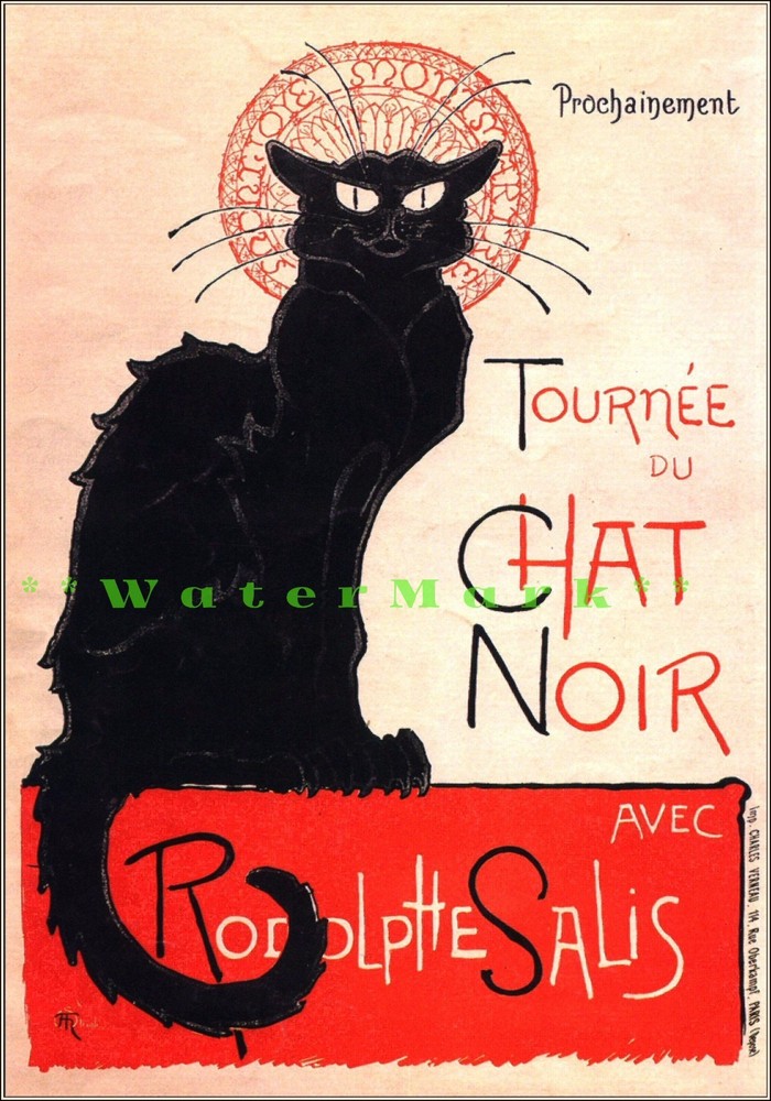 Tournee Du Chat Noir 1896 French Theater Vintage Poster Print Steinlen Cat Art