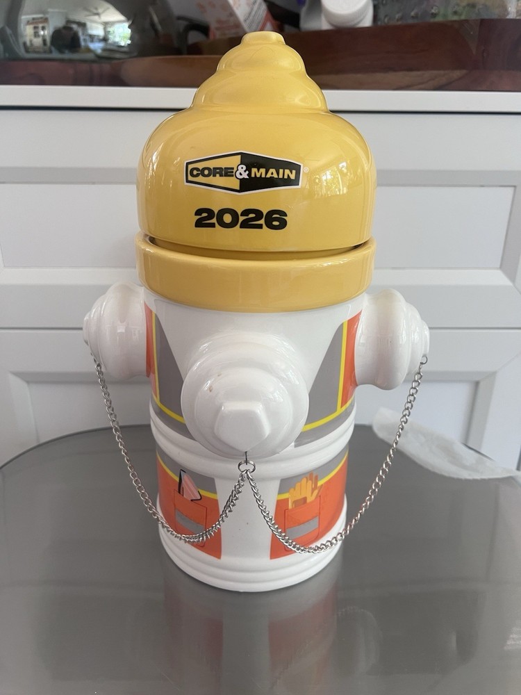 Core & Main 2026 Fire Hydrant Cookie Jar 12” Ceramic Promotional Safety Theme