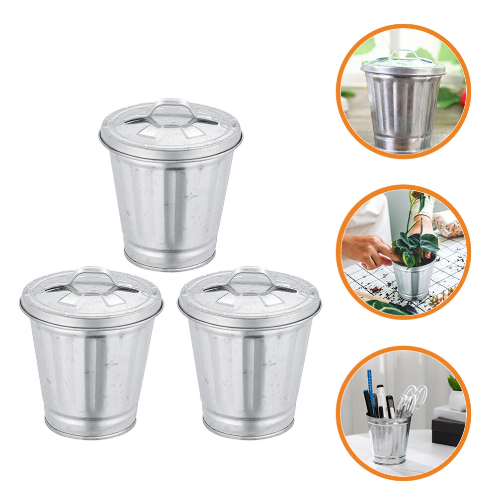 3 Pcs Mini Trash Can Small for Desk Countertop Bin Toy with Lid