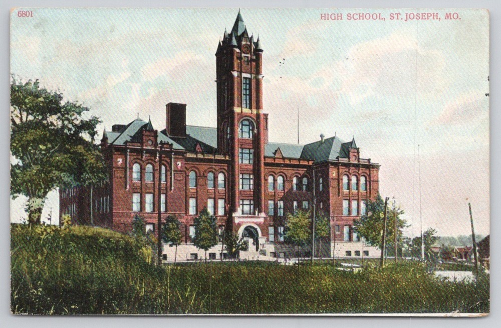 1909 High School St. Joseph MO Postcard - Historic Missouri Architecture