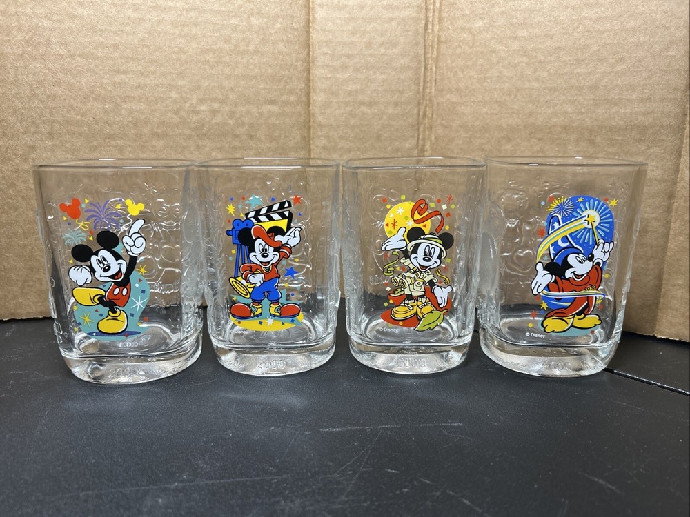 2000 McDonald's Walt Disney World Mickey Mouse Glass Cups/Tumblers -- Set of 4