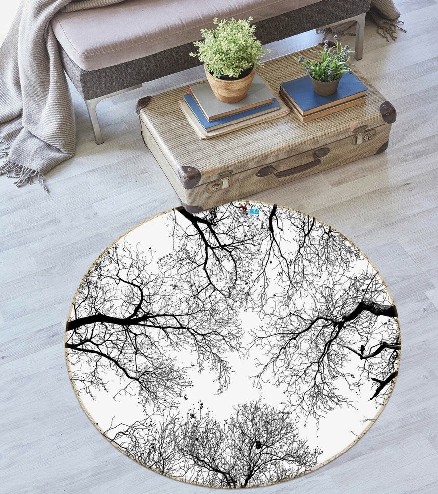 3D Branch Black And White NAO3644 Game Rug Mat Elegant Photo Carpet Mat Fay