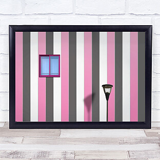 Pastel Tones Abstract Building Facade Pink Lamp Street Wall Art Print