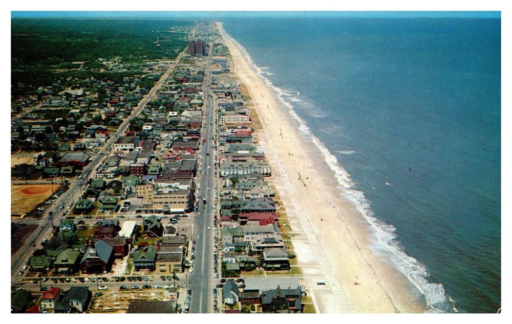 Virginia Beach VA Virginia Aerial View of Beach Posted 1953 Chrome Postcard
