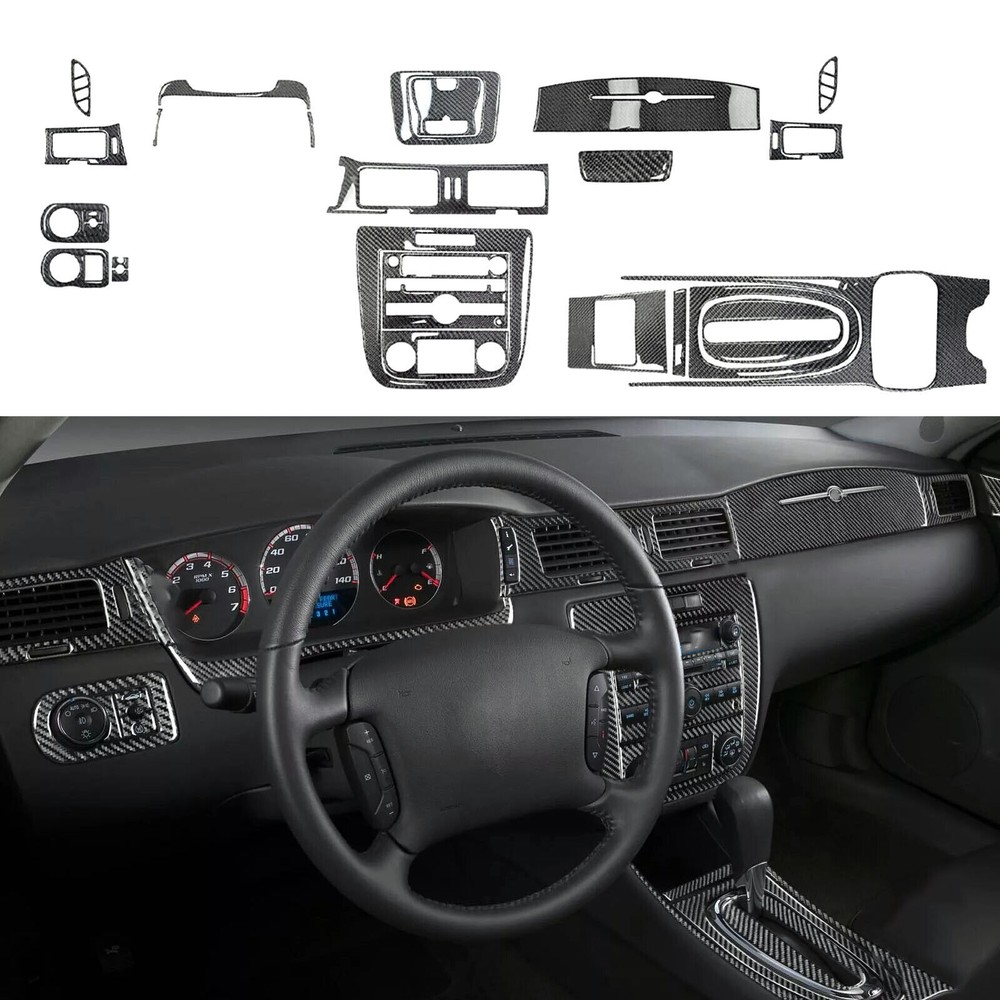 40Pcs Real Carbon Fiber Interior Cover Dash Trim Kits For Chevrolet Impala 06-13
