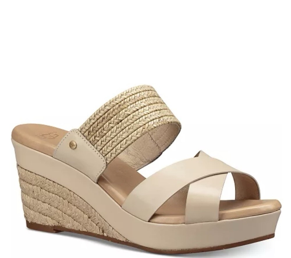 UGG Women’s Adriana Platform Espadrille Style Wedge Cream Sandals Size 11