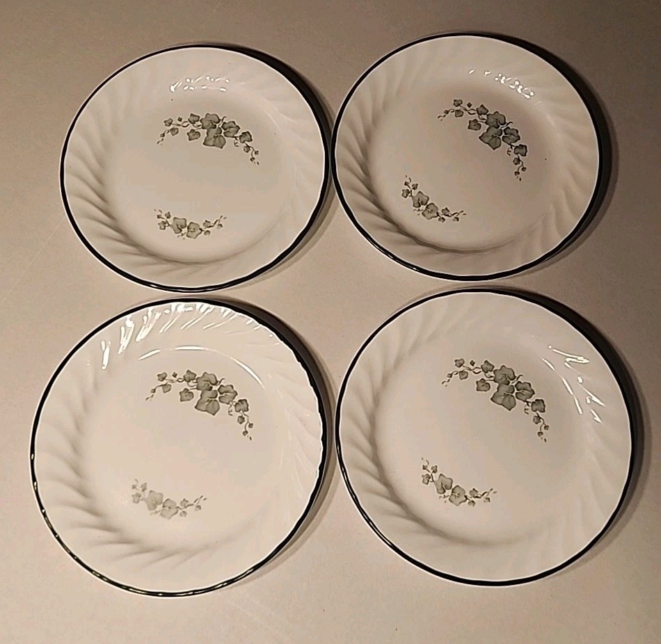 Set of 4 Corelle CALLAWAY IVY Swirl Salad /Dessert / Bread Plates 7 1/4”