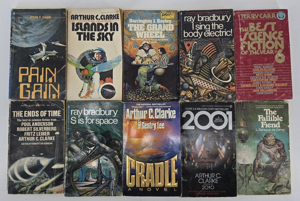 Lot of 10 Vintage Sci-Fi Books Paperback Novels Stories 80s Various Authors