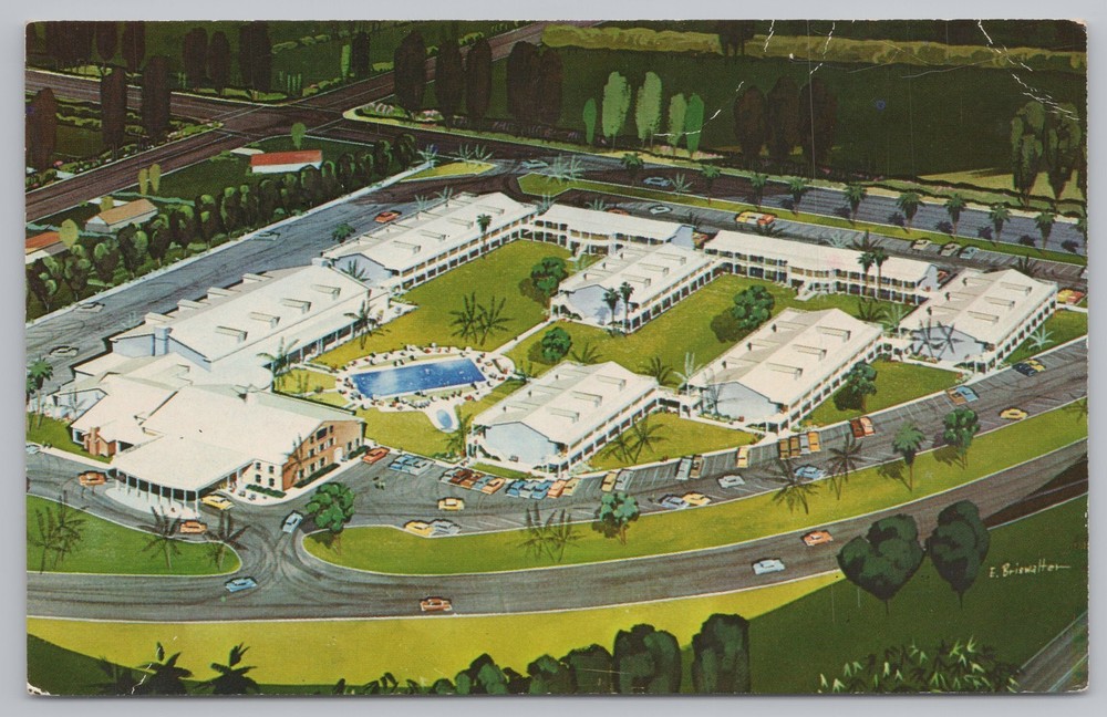 Roadside~Air View Ramada Inn Tucson Arizona~E Briswalter~Vintage Postcard