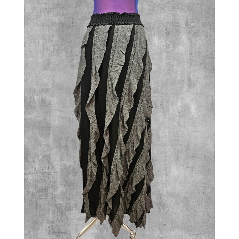 Chelsea & Theodore Black Tiered Layered Ruffle Maxi Skirt Size Large Flowy Boho