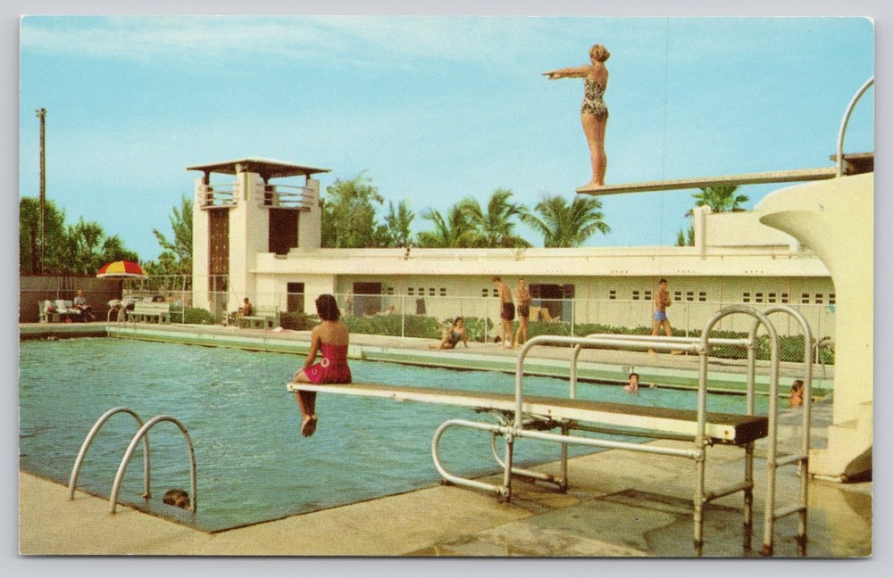 Vintage Lido Beach Casino Sarasota FL Swimming Pool Curteich Postcard