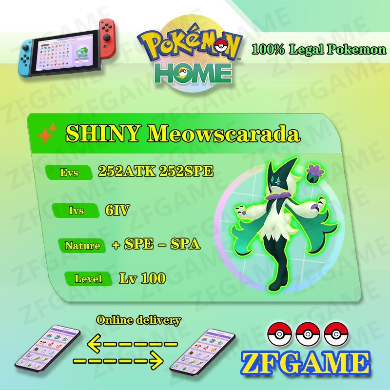 ✨6IV SHINY Meowscarada + EVS🚀 POKEMON HOME✨Champions✨Online delivery⚡