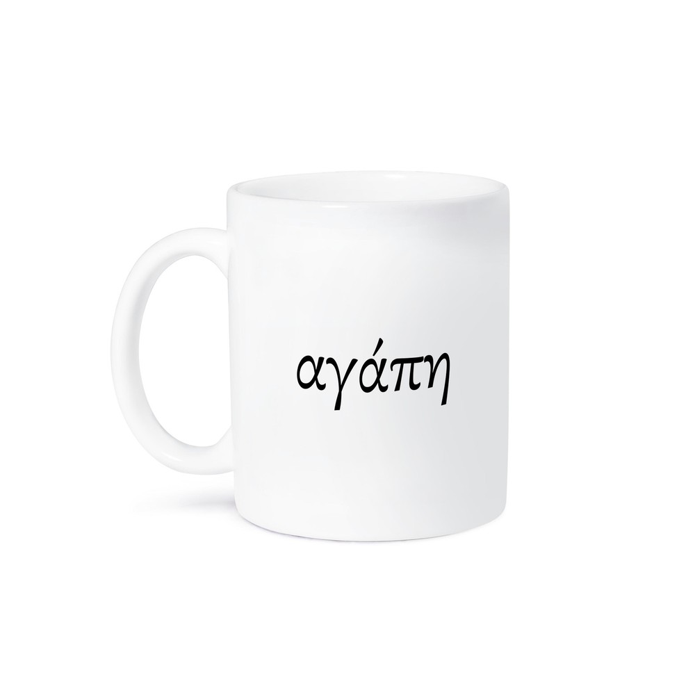 3dRose Greek Love Word Agape Romantic Black Text Mug