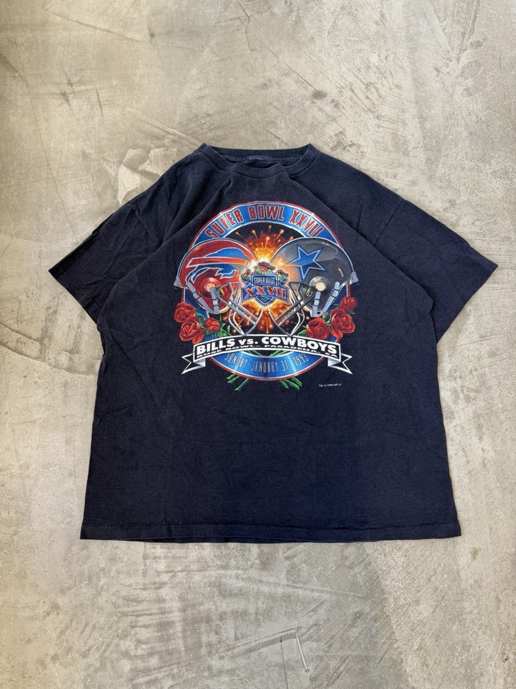 Vintage 1993 Super Bowl XXVII T-Shirt Size XL Bills vs Cowboys Rose Bowl 27