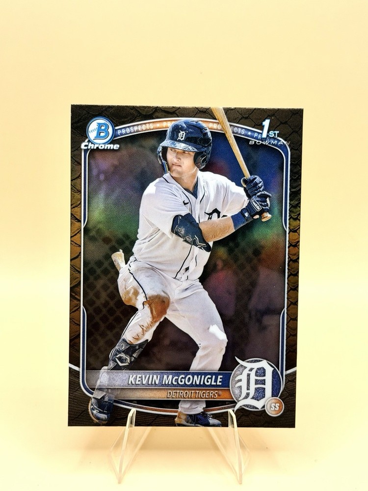 2025 Bowman Chrome 1st Kevin McGonigle 1st Reptilian Refractor #BCP-79 Tigers