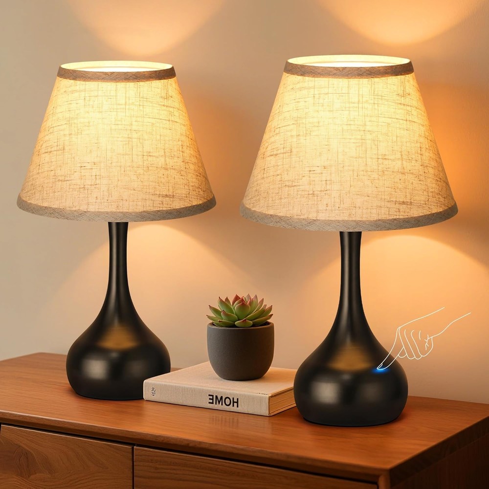 17” Touch Table Lamp Bedroom Set of 2 3-Way Dimmable Bedside Lamp Nightstand