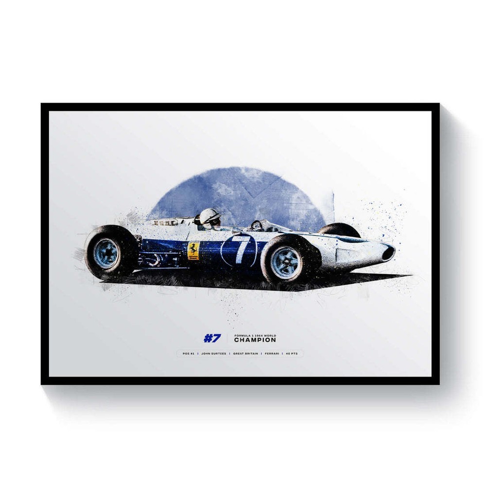 Vintage 1964 John Surtees Ferrari 158 F1 Formula 1 Wall Art No Frame
