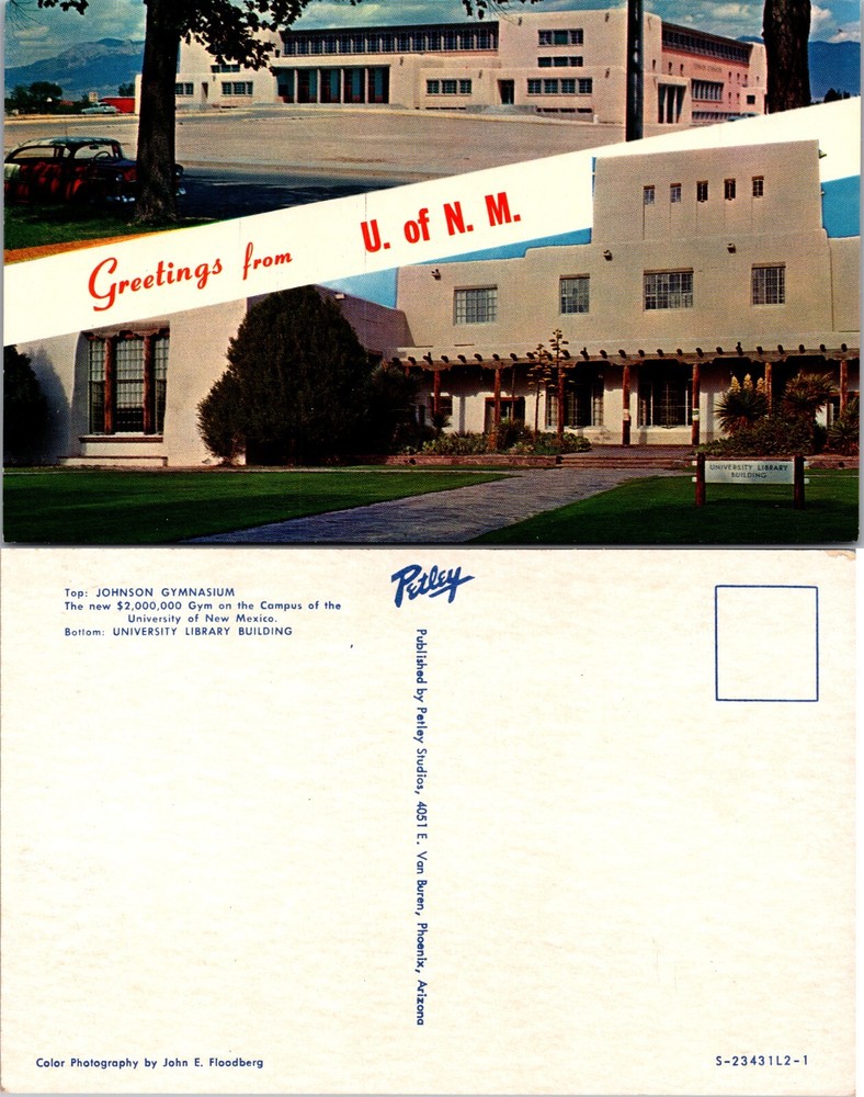 University Of New Mexico Johnson Gymnasium And Library Building Postcard