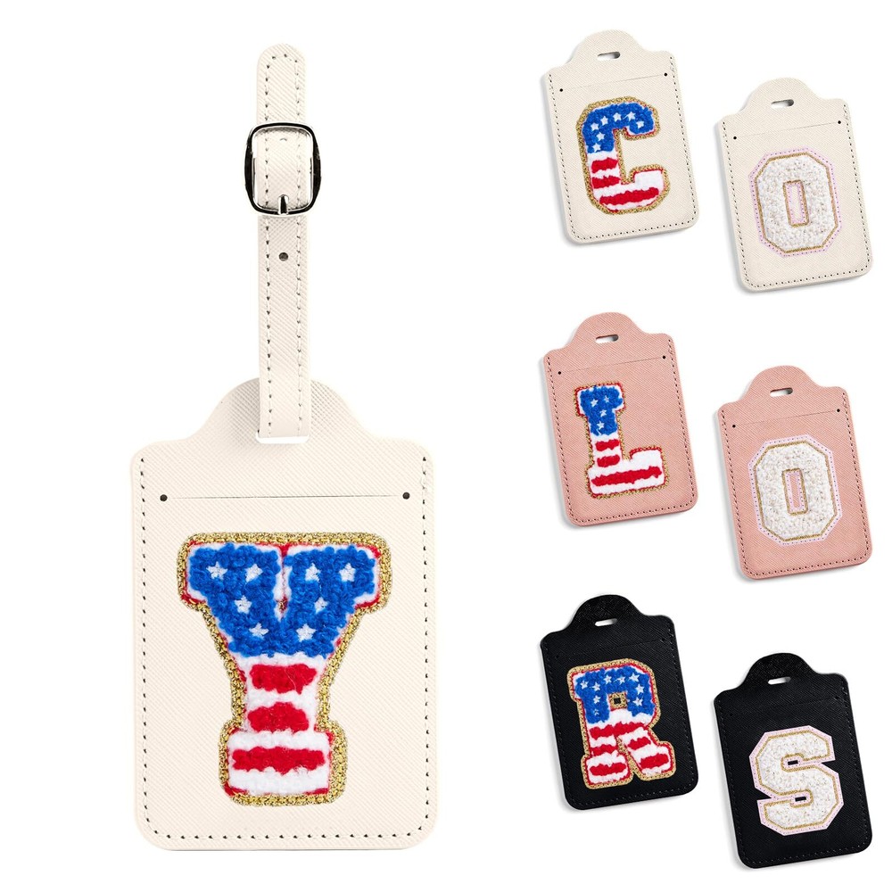 Personalized Initial Letter Luggage Tags for Suitcases,PU Leather Baggage Tag...