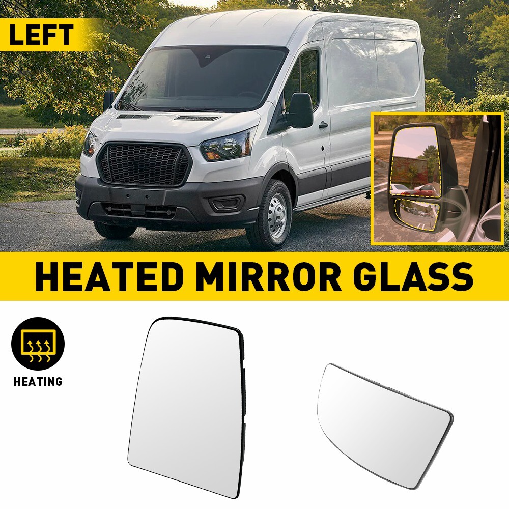 Mirror Glass Upper Lower Left Driver Side LH for Ford Transit 150 250 350 HD Van