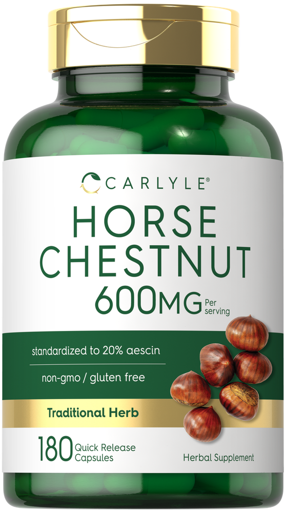 Horse Chestnut Capsules Extract | 600mg | 180 Count | Non-GMO | by Carlyle